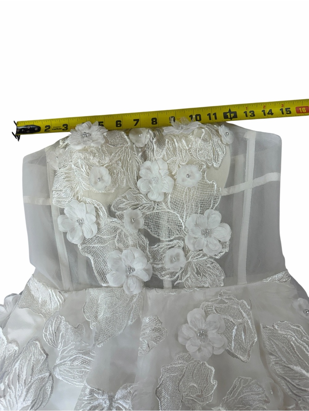 Strapless White Floral Lace Party Dress - Picture 8 of 8